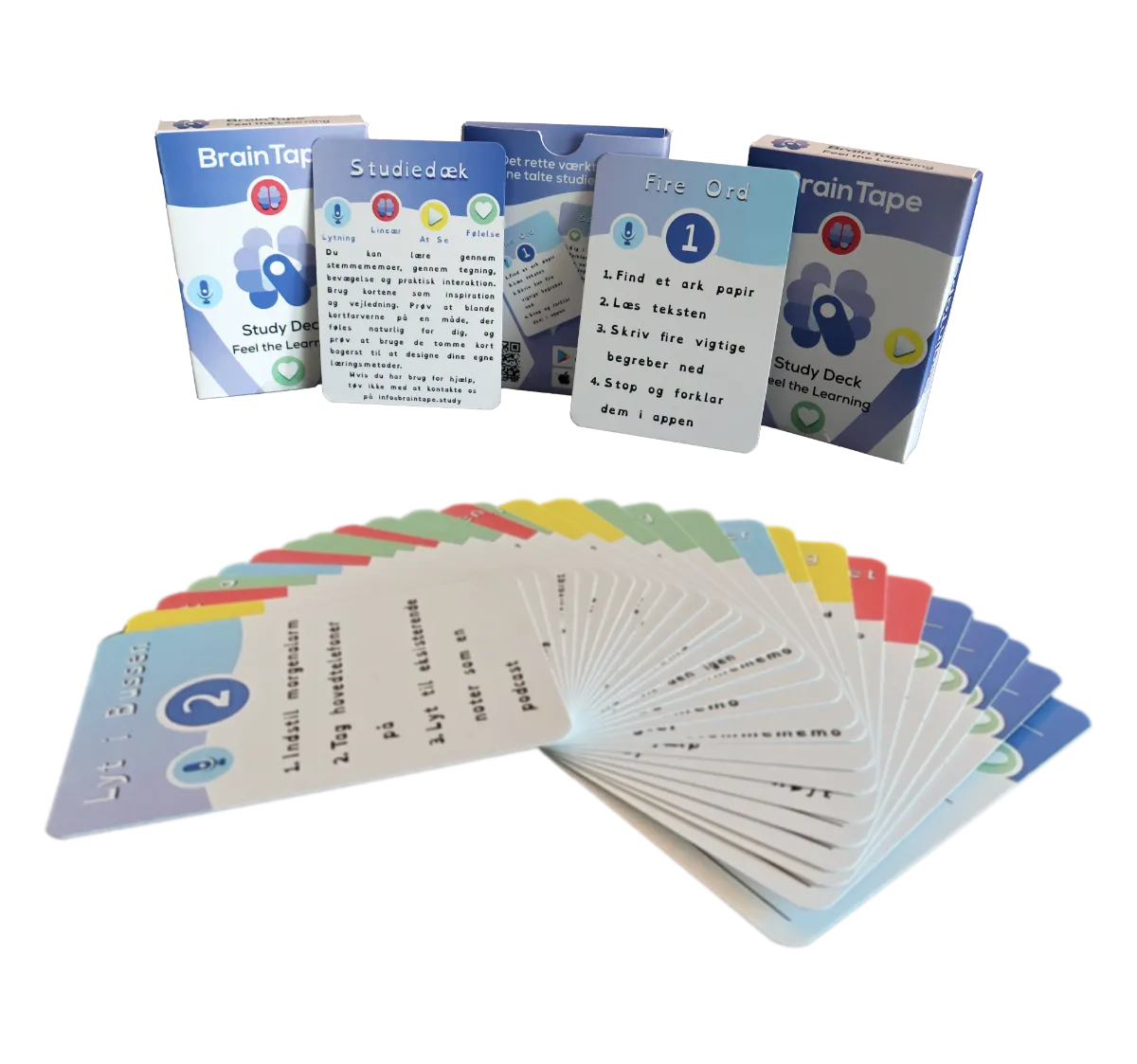 Fimia-designed Braintape cards showcasing accessible design, user-friendly typography, and calm tones.